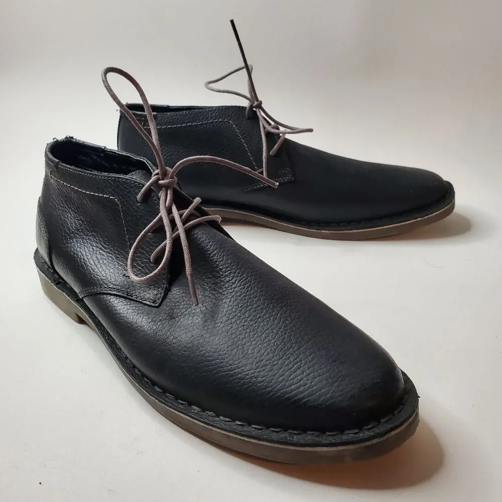 Kenneth Cole Reaction Desert Wind Black Pebbled Leather Chukka Boots Size 11
